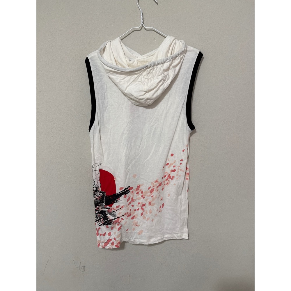 Y2K Original Gravity Asian Inspired Hooded White Tank Samurai Men's Large - Picture 2 of 6